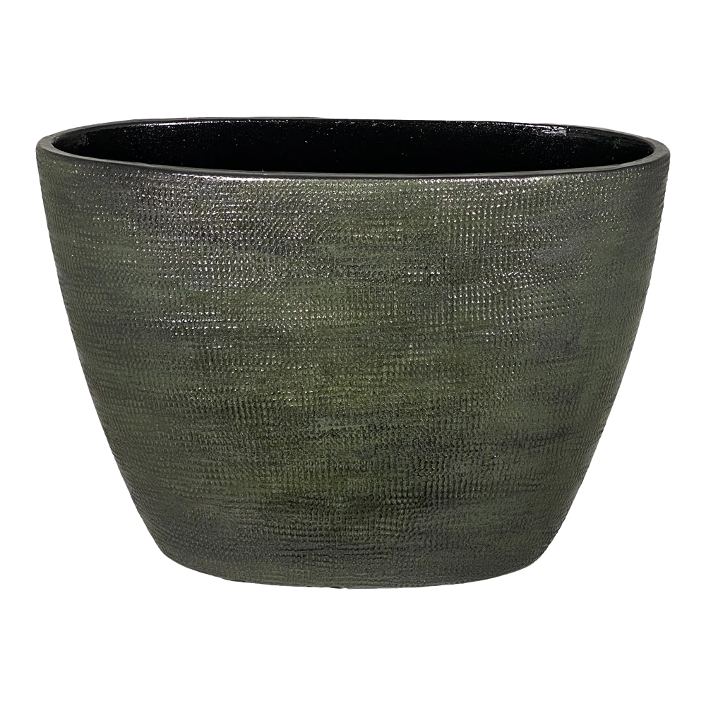 Bloempot Tokio Ovaal - L33 X B16 X H26cm - Groen 1 Bloempot Tokio Ovaal - L33 X B16 X H26cm - Groen