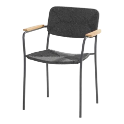 Bora Dining Stoel Met Teak Armleuning - Antraciet