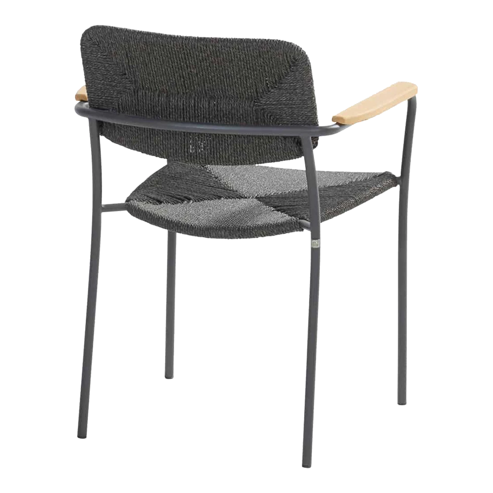 Bora Dining Stoel Met Teak Armleuning - Antraciet 3 Bora Dining Stoel Met Teak Armleuning - Antraciet - Afbeelding 3