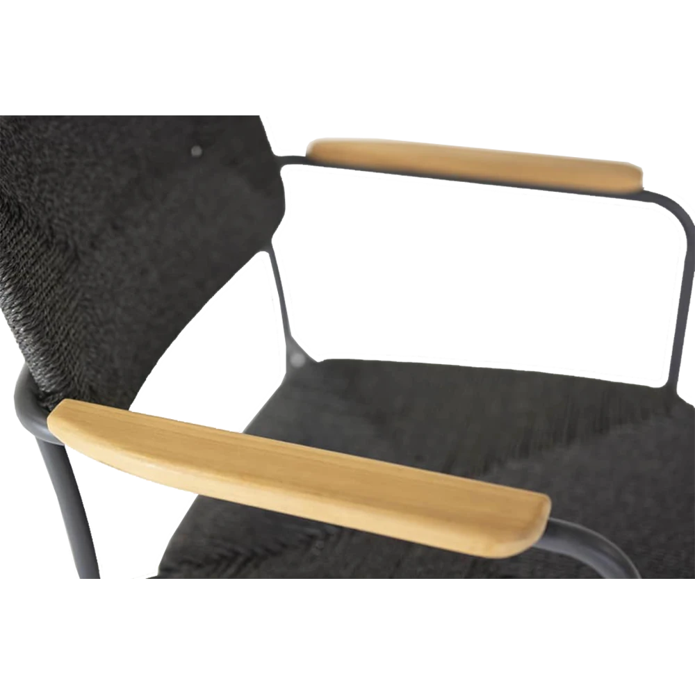 Bora Dining Stoel Met Teak Armleuning - Antraciet 4 Bora Dining Stoel Met Teak Armleuning - Antraciet - Afbeelding 4