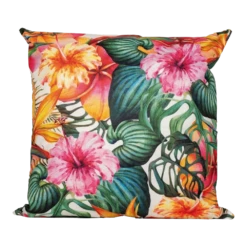 Buitenkussen Bloem Roze/oranje 60x60cm - Tuinkussen