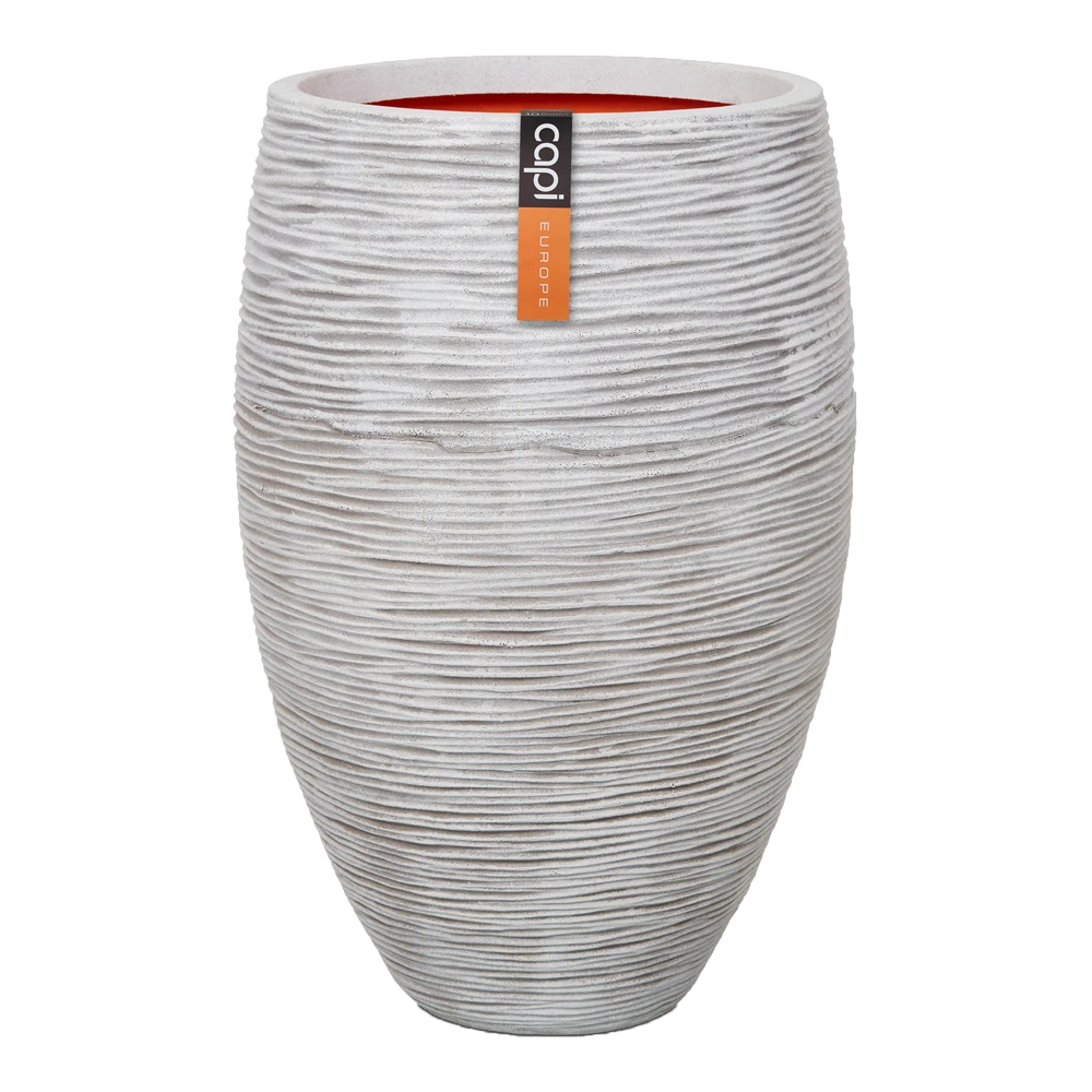 Capi Bloempot Hoog Nature Elegant Deluxe Rib NL - D45 X H72cm - Ivoor