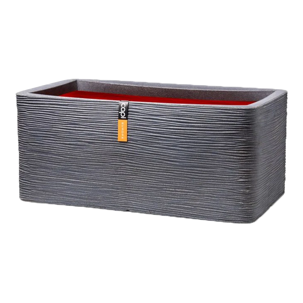 Capi Plantenbak Rechthoek Nature Rib NL - L73 X B39 X H32cm - Donkergrijs
