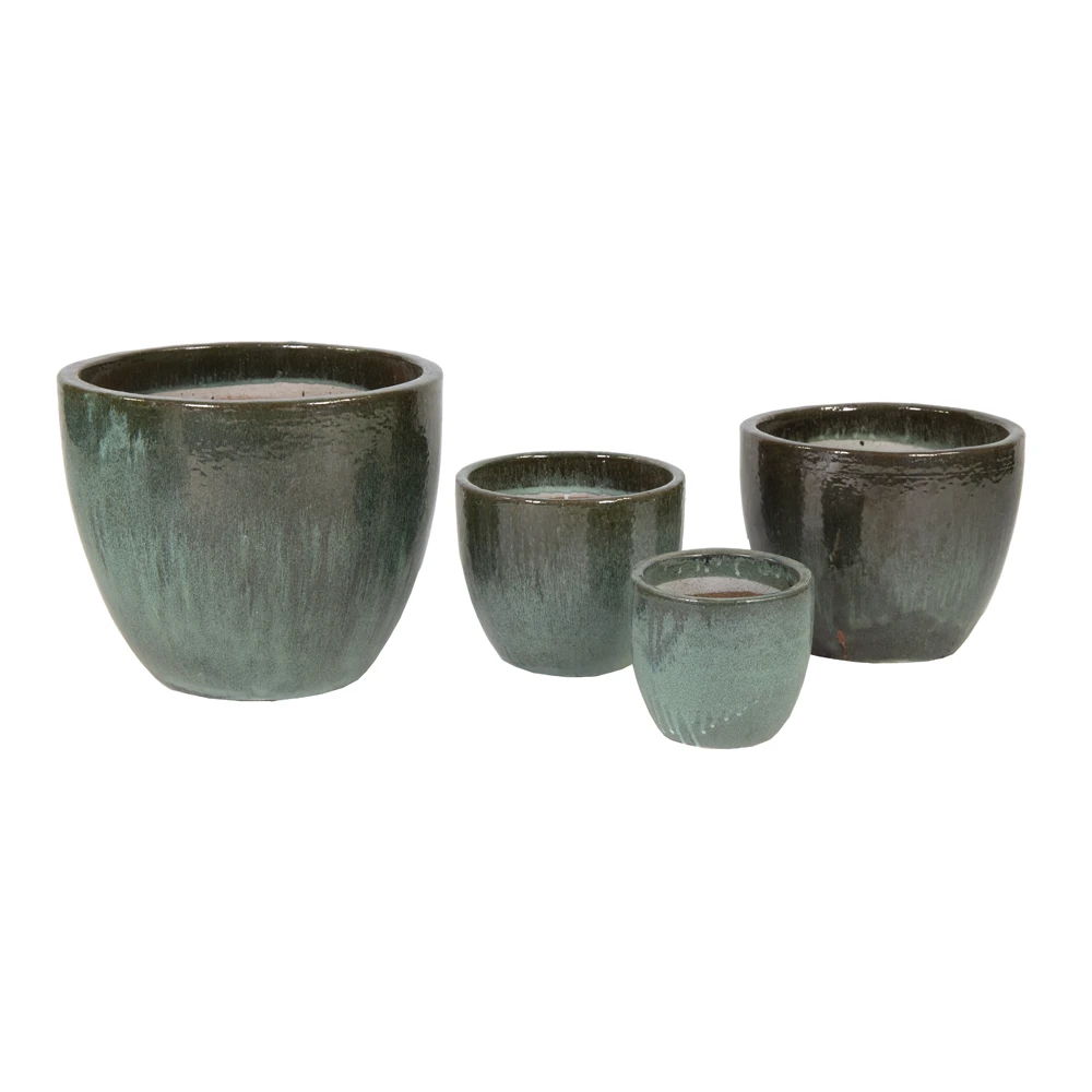 Bloempot Glazed Egg - D38 X H32cm - Groen 2 Bloempot Glazed Egg - D38 X H32cm - Groen - Afbeelding 2