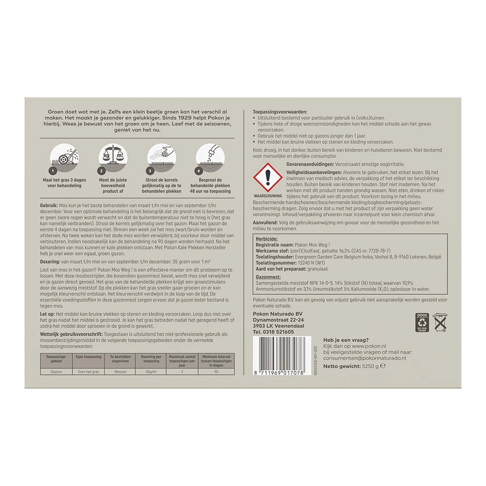 Pokon Mos Weg! 5,25kg Voor 150mu00b2 - Onkruid En Aanslag - Afbeelding 2