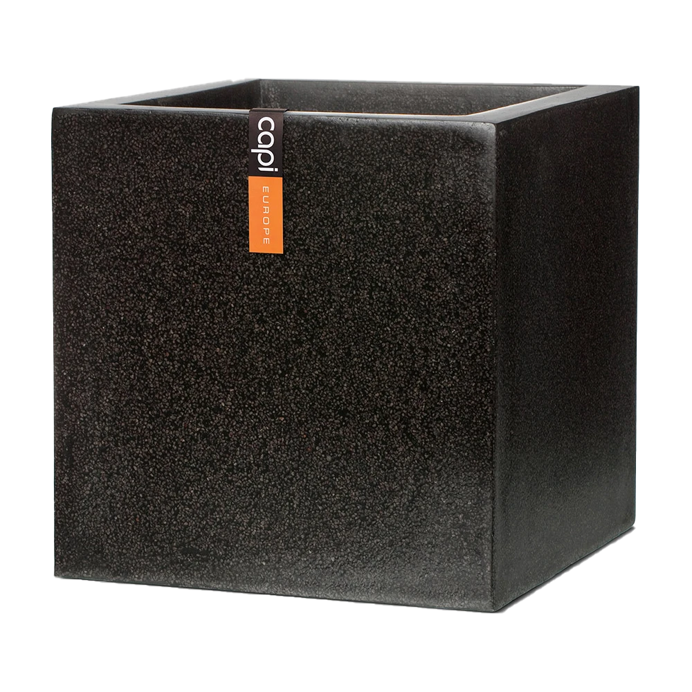 Capi Plantenbak Vierkant Lux Terrazo - L50 X B50 X H50cm - Zwart 1 Capi Plantenbak Vierkant Lux Terrazo - L50 X B50 X H50cm - Zwart